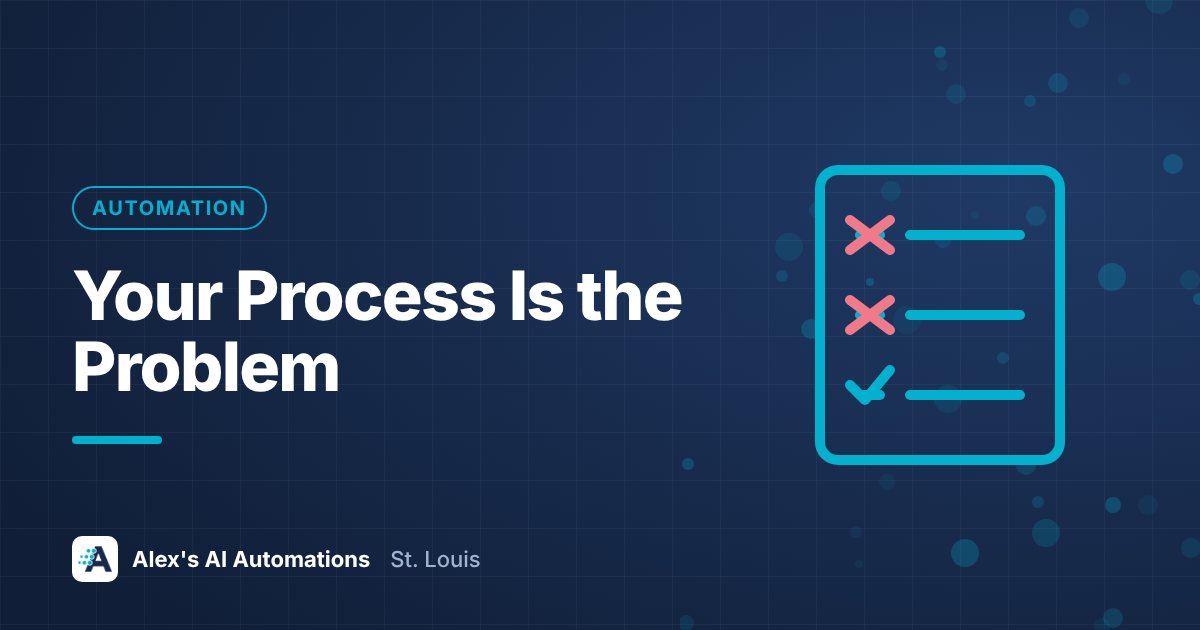 Designed graphic with the headline Your Process Is the Problem, about common mistakes with manual business processes