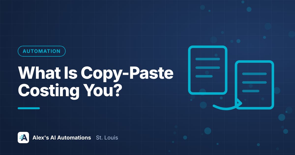 Designed graphic with the headline What Is Copy-Paste Costing You?, about calculating the cost of manual data entry