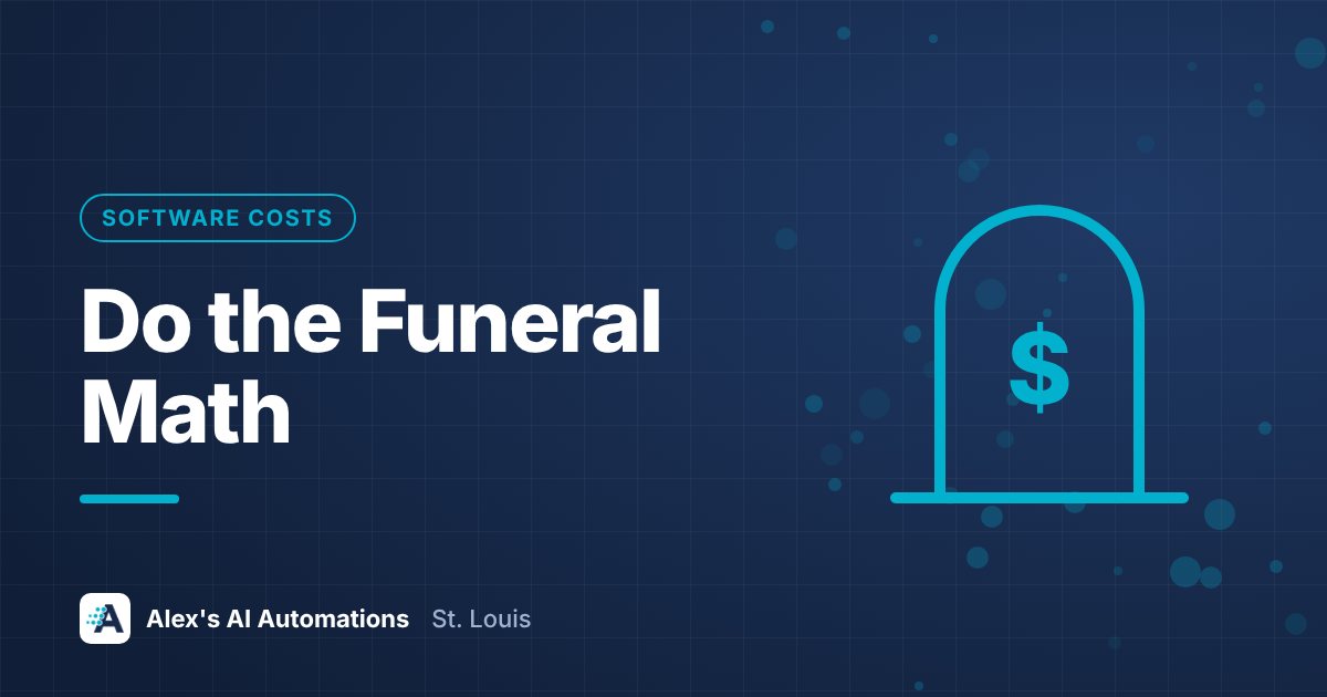 Bold headline reading Do the Funeral Math, about calculating the real cost of unused software subscriptions in a small business