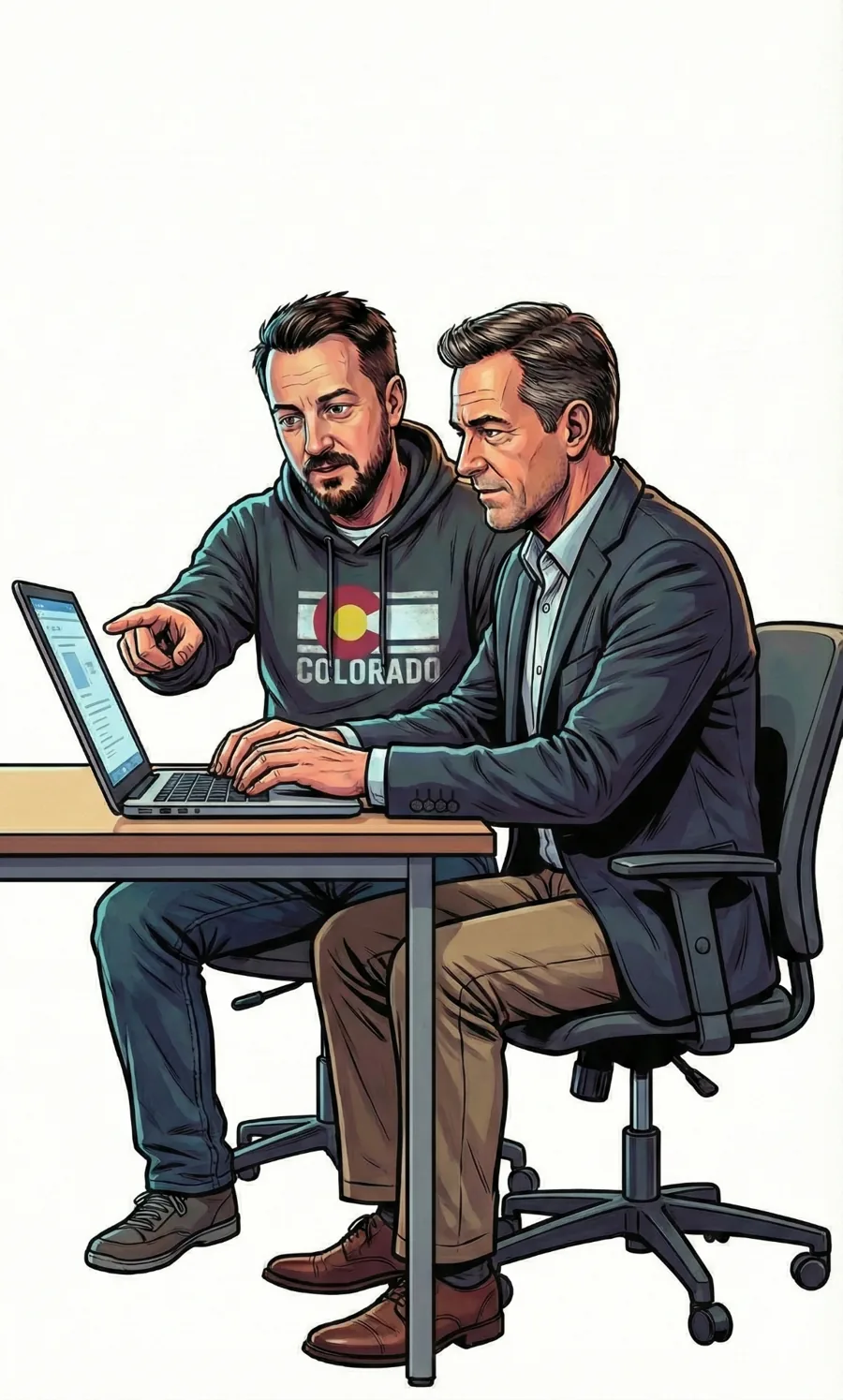 Alex meeting with a client